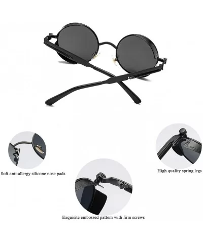 Vintage Round Steampunk Sunglasses for Women Men Retro Hippie Style Sun Glasses Circle Metal Frame - CM1994534ME $19.86 Wrap