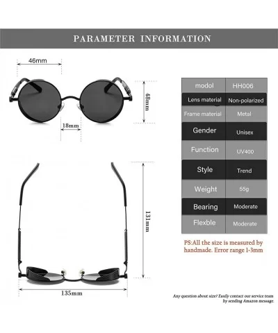 Vintage Round Steampunk Sunglasses for Women Men Retro Hippie Style Sun Glasses Circle Metal Frame - CM1994534ME $19.86 Wrap