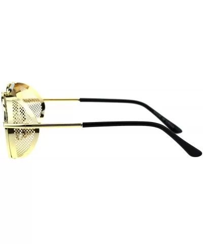 Vintage Steampunk Fashion Sunglasses Folding Side Cover Round Frame - Gold (Brown) - CH18GMS9MUT $17.36 Round