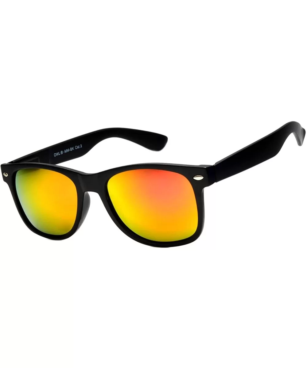 Vintage Full Mirror Lens Sunglasses Colored Frame Matte Retro Style - 01-black-w-pouch - C611NJ53JK3 $11.68 Wayfarer