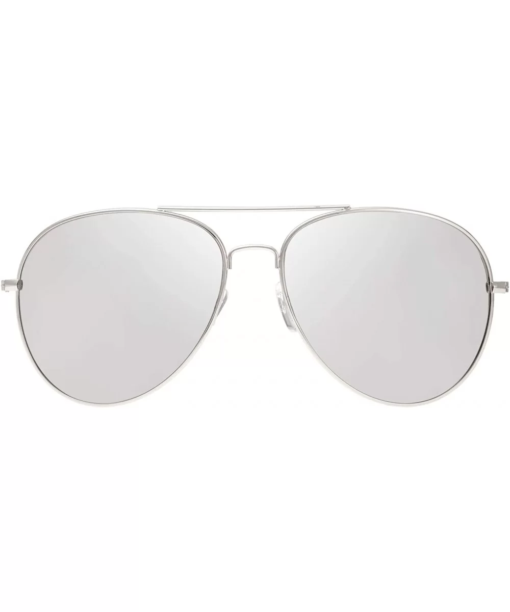 Classic Aviator Frame Light Color Lens XL Oversized Sunglasses Gift Box - 23-silver - CW18S378NAO $15.70 Oversized