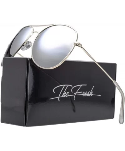 Classic Aviator Frame Light Color Lens XL Oversized Sunglasses Gift Box - 23-silver - CW18S378NAO $15.70 Oversized