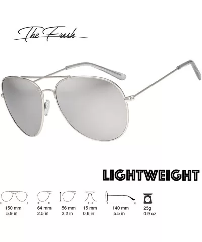 Classic Aviator Frame Light Color Lens XL Oversized Sunglasses Gift Box - 23-silver - CW18S378NAO $15.70 Oversized