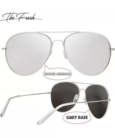 Classic Aviator Frame Light Color Lens XL Oversized Sunglasses Gift Box - 23-silver - CW18S378NAO $15.70 Oversized