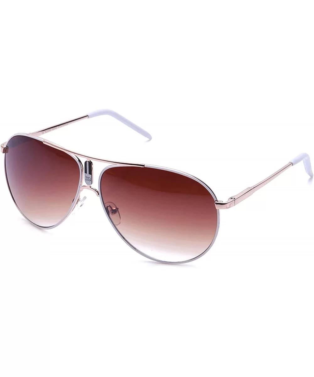 Aviators Oversized Temple Design UV Protection Shield Lenses Pilot Style - White/Gold - CC17YY569HX $13.57 Shield