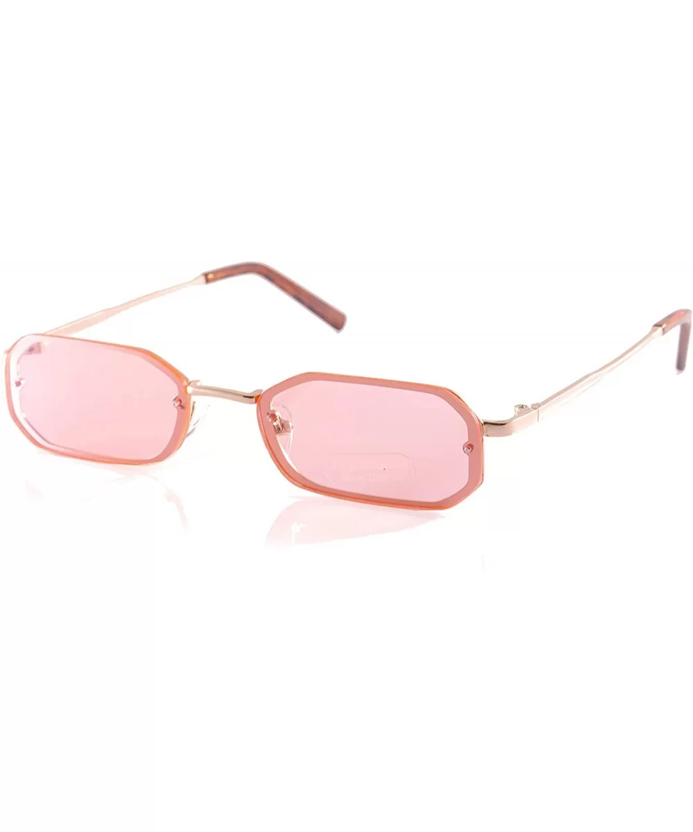 Retro Rimless Tinted Flat Lens Heptagon Rectangle Sunglasses A245 A246 - (Tinted) Pink - C918L8Y7QOU $18.95 Rectangular