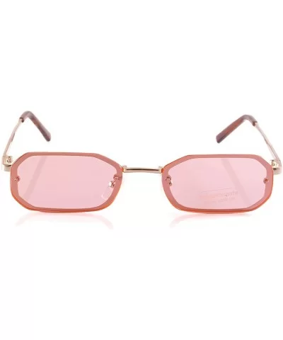 Retro Rimless Tinted Flat Lens Heptagon Rectangle Sunglasses A245 A246 - (Tinted) Pink - C918L8Y7QOU $18.95 Rectangular