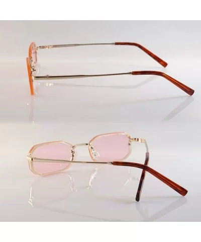 Retro Rimless Tinted Flat Lens Heptagon Rectangle Sunglasses A245 A246 - (Tinted) Pink - C918L8Y7QOU $18.95 Rectangular