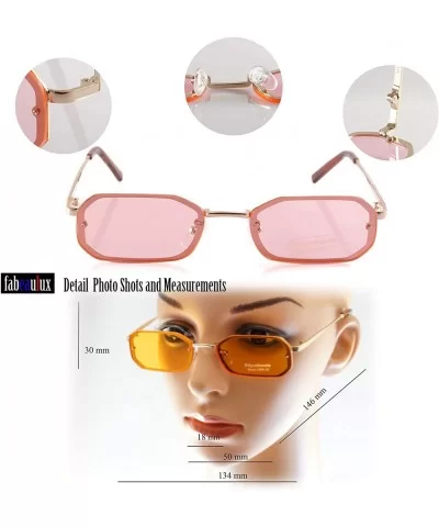 Retro Rimless Tinted Flat Lens Heptagon Rectangle Sunglasses A245 A246 - (Tinted) Pink - C918L8Y7QOU $18.95 Rectangular