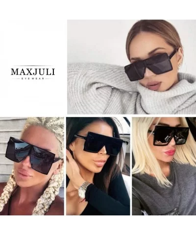 Squared Oversized Sunglasses for Women Men-Fashion Stylish Flat Top Design Big Shades UV Protection 8076 - CT197QUHM6D $12.63...