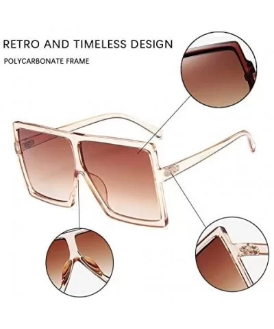 Squared Oversized Sunglasses for Women Men-Fashion Stylish Flat Top Design Big Shades UV Protection 8076 - CT197QUHM6D $12.63...