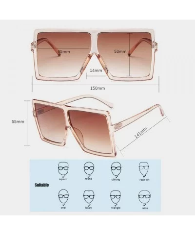 Squared Oversized Sunglasses for Women Men-Fashion Stylish Flat Top Design Big Shades UV Protection 8076 - CT197QUHM6D $12.63...