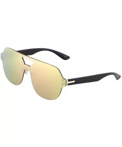 Rimless Oversized Flat Top Shield Round Aviator Sunglasses - Black Frame - C41858D3SRD $16.51 Wrap