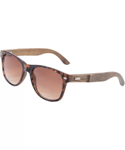 Polarized Bamboo Wood Sunglasses UV400 Protection-TY6016/6026 - Demi&bamboo Brown - CY18I7EY5RT $56.61 Wayfarer