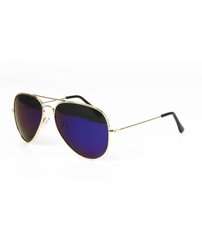 UV400 Classic Style Aviator Sunglasses For Men Women - Gold Frame -Blue Lens - C2183RXO3QE $20.36 Aviator