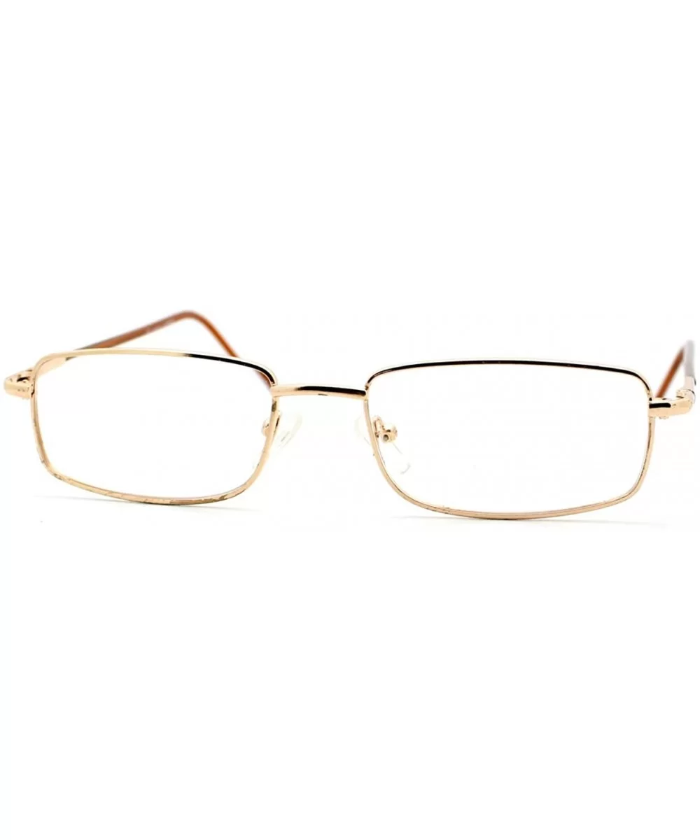 Magnified Reading Glasses Rectangle Metal Spring Hinge Various Strength - Gold - CK11XUN6C3P $12.90 Rectangular