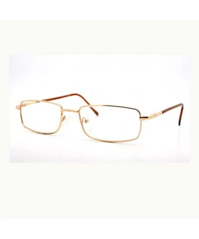 Magnified Reading Glasses Rectangle Metal Spring Hinge Various Strength - Gold - CK11XUN6C3P $12.90 Rectangular