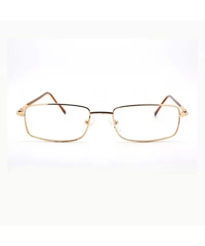 Magnified Reading Glasses Rectangle Metal Spring Hinge Various Strength - Gold - CK11XUN6C3P $12.90 Rectangular