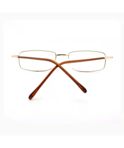 Magnified Reading Glasses Rectangle Metal Spring Hinge Various Strength - Gold - CK11XUN6C3P $12.90 Rectangular