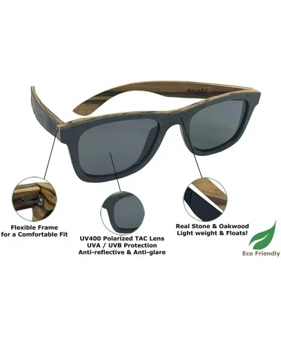 Bamboo Oak Wood Stone Sunglasses with Bamboo Case - CG192QOQG70 $66.78 Oval