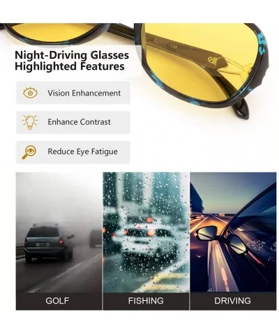 PdnIds Driving Glasses Polarized Yellow Vision - A1-night-vision Glasses-blue Floral - CL18WOL2GU0 $32.44 Wrap