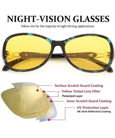 PdnIds Driving Glasses Polarized Yellow Vision - A1-night-vision Glasses-blue Floral - CL18WOL2GU0 $32.44 Wrap