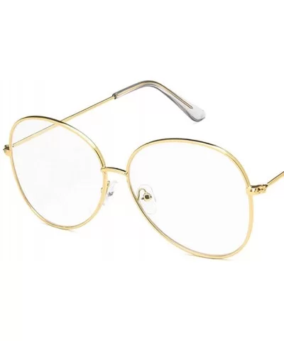 Unisex Sunglasses Retro Gold Grey Drive Holiday Oval Non-Polarized UV400 - Gold White - CZ18RI0SA3M $12.46 Oval