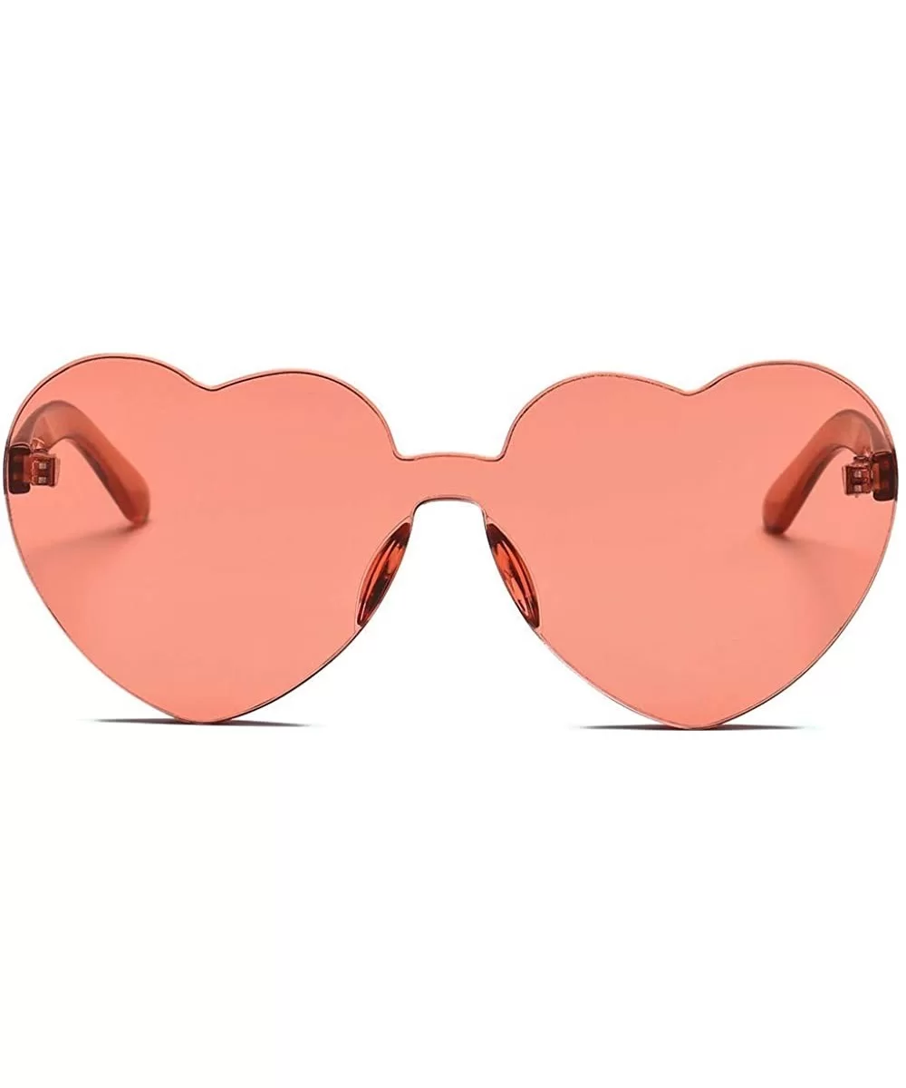 Women Fashion Heart-shaped Shades Sunglasses Integrated UV Candy Colored Glasses - E - C018TMANTQS $8.04 Square