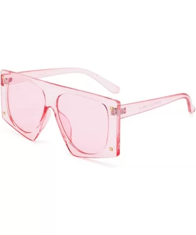 Oversized Square Sunglasses for Women Man Fashion Leopard Flat Top Sun Glasses - Pink - CB18WQGXAS6 $12.62 Square