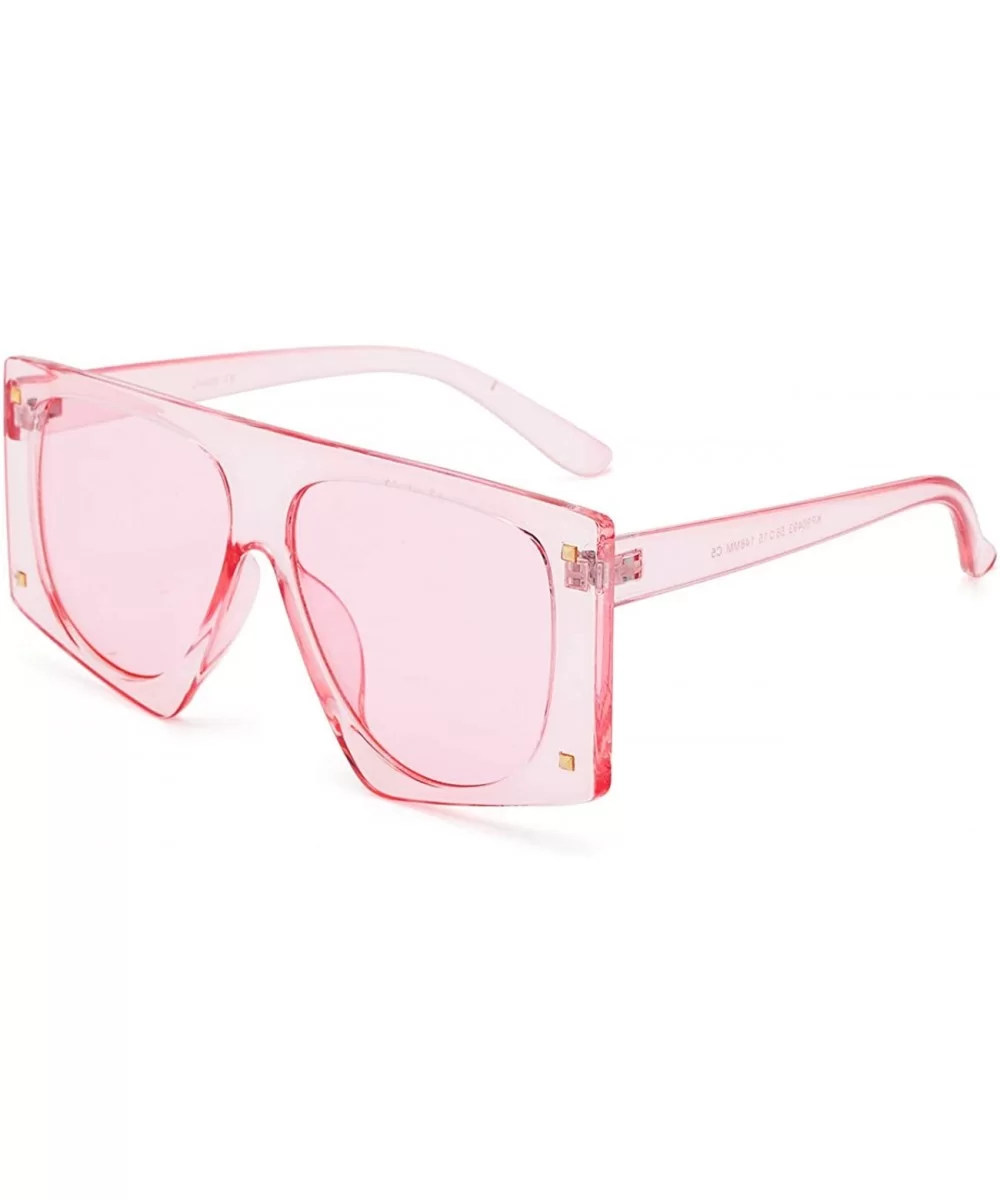 Oversized Square Sunglasses for Women Man Fashion Leopard Flat Top Sun Glasses - Pink - CB18WQGXAS6 $12.62 Square