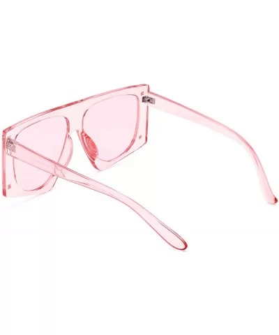 Oversized Square Sunglasses for Women Man Fashion Leopard Flat Top Sun Glasses - Pink - CB18WQGXAS6 $12.62 Square