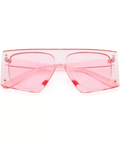 Oversized Square Sunglasses for Women Man Fashion Leopard Flat Top Sun Glasses - Pink - CB18WQGXAS6 $12.62 Square