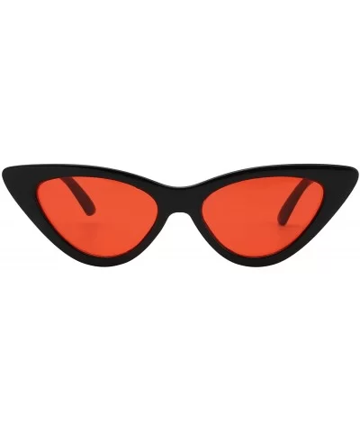 Women Retro Vintage Cat Eye Narrow Slim Sunglasses Goggles Plastic Frame - Black-red - C718I2IYEGW $12.02 Cat Eye