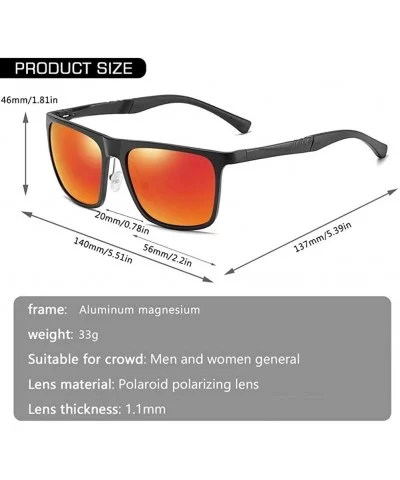 Men Aluminum Magnesium Polarized Sunglasses Square Mirror for Driving Fishing Male Sun Glasses UV400 - C7199HAGHMY $22.16 Square