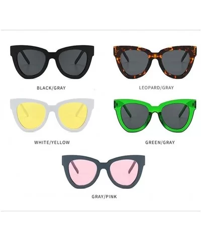 Women Fashion Cat Eye Sunglasses Vintage Sun Glasses Female Leopard Glasses - Green Grey - CC1906GCN2Y $14.49 Cat Eye