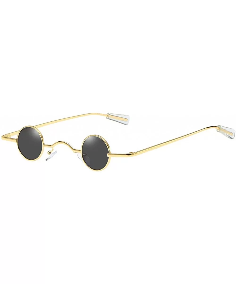 Vintage Small Round Hip Hop Sunglasses Men Women Classic Retro Designer Style Glasses - Gold - CL196REW4LM $13.55 Goggle