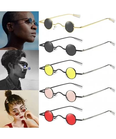 Vintage Small Round Hip Hop Sunglasses Men Women Classic Retro Designer Style Glasses - Gold - CL196REW4LM $13.55 Goggle