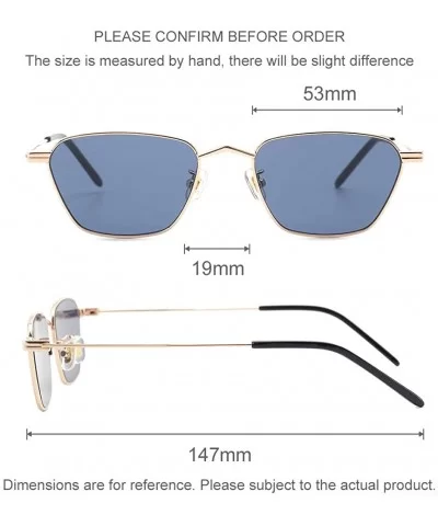 Polarized Sunglasses Men Women Geometric Trapezoid Small Vintage Metal Frame Retro Shade Glasses- UV400 - Blue - CV18AH0IZ9U ...
