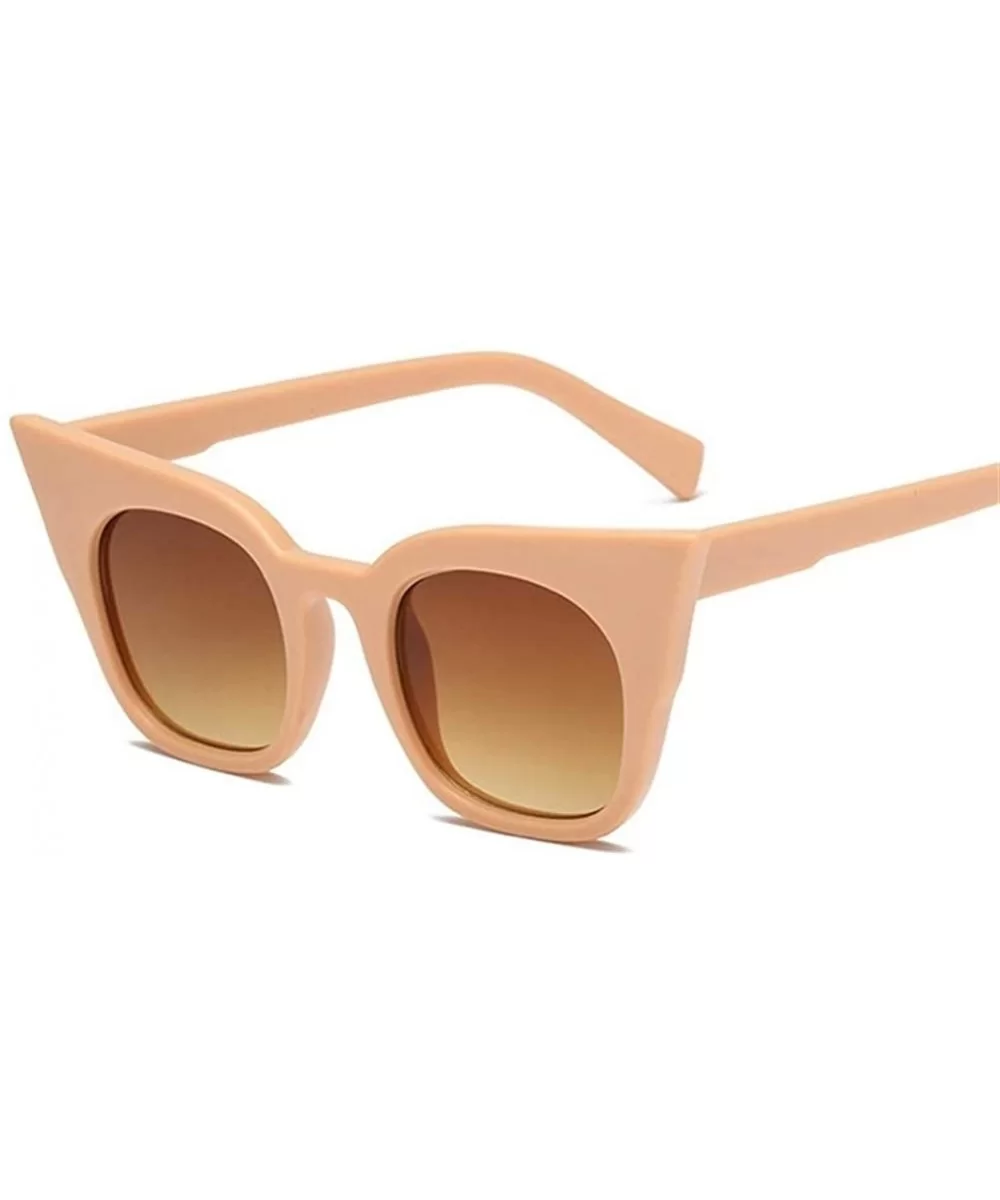 Women Oversized Cat Eye Sunglasses Vintage Retro Ladies Sun Glasses Female Color Mirror - Beige Yellow - C6199COOT6C $15.21 O...