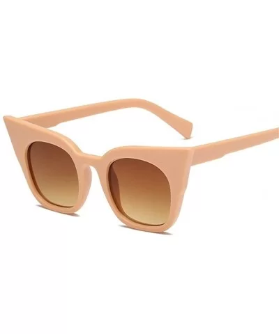 Women Oversized Cat Eye Sunglasses Vintage Retro Ladies Sun Glasses Female Color Mirror - Beige Yellow - C6199COOT6C $15.21 O...