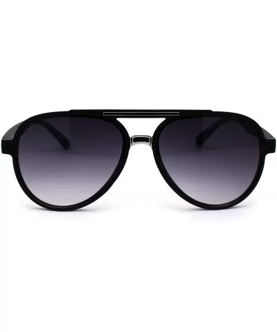 Mens Gentlemans Mod Designer Plastic Racer Sunglasses - Matte Black Silver Smoke - C91977CZUT9 $13.09 Round