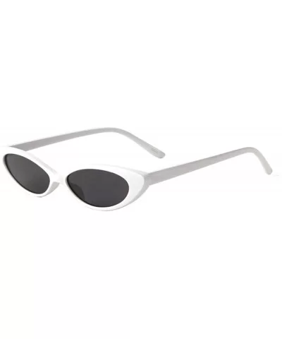 Wide Oval Cat Eye Plastic Sunglasses - White - CT1993ISO20 $19.42 Oval