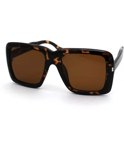 Womens Thick Plastic Mobster Nerd Geeky Retro Sunglasses - Tortoise Brown - C118ZMGI7Q2 $13.58 Rectangular