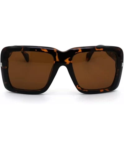 Womens Thick Plastic Mobster Nerd Geeky Retro Sunglasses - Tortoise Brown - C118ZMGI7Q2 $13.58 Rectangular