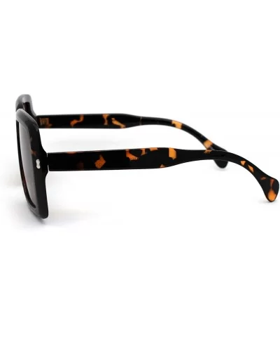 Womens Thick Plastic Mobster Nerd Geeky Retro Sunglasses - Tortoise Brown - C118ZMGI7Q2 $13.58 Rectangular