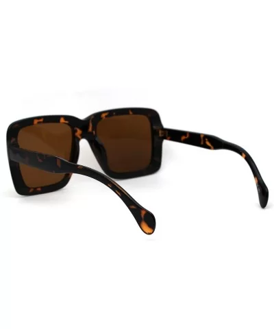 Womens Thick Plastic Mobster Nerd Geeky Retro Sunglasses - Tortoise Brown - C118ZMGI7Q2 $13.58 Rectangular