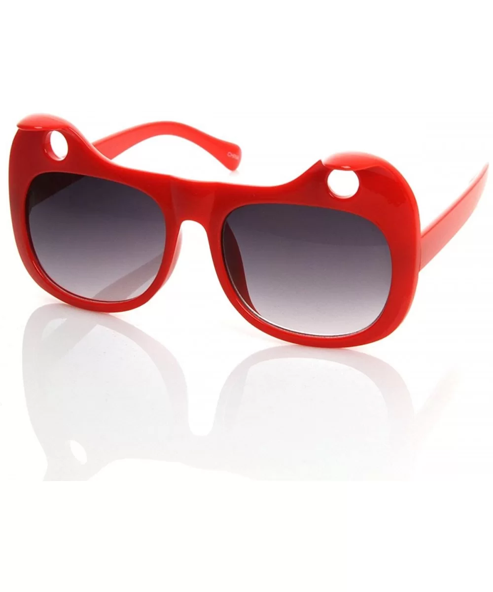 Designer Inspired Womens Fashion Curled Cat Ear Cut-Out Cat Eye Sunglasses - Red - CI119FMDE9Z $14.54 Cat Eye