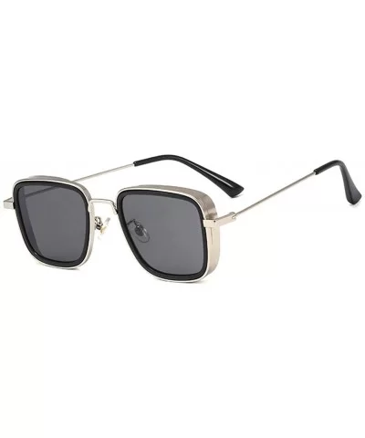 Kabir Singh Steam punk Square glasses Men's Aviator Sunglasses UV400 - T48-yin Bian Hui Se - CC18Z3T8MM8 $20.10 Aviator