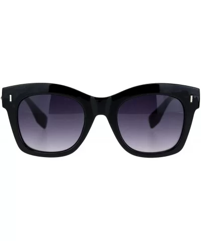 Womens Gothic Skull Emblem Thick Plastic Horn Rim Sunglasses - Black Smoke - CU18L4RTENX $12.23 Rectangular