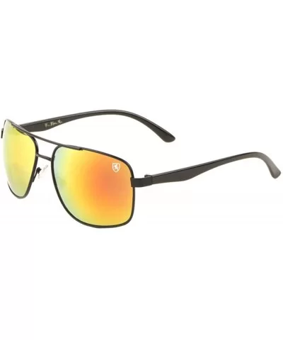 Color Mirror Classic Square Aviator Sunglasses - Red Black - CQ190ERHS52 $28.83 Square